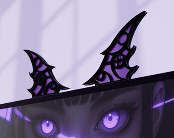 Screen Horns - Horns For Monitors, PC accessories, Goth PC Gaming & Office Accessories, Goth Desk Décor, Screen Topper