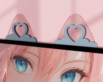 Monitor Decoration - Heart Cat Ear Monitor - Computer Accessories Desk - Tech