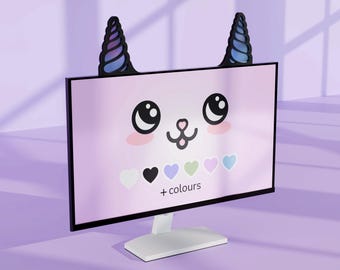 Iridescent Acrylic Unicorn Horns – Monitor Decor for Kawaii Desk Setups