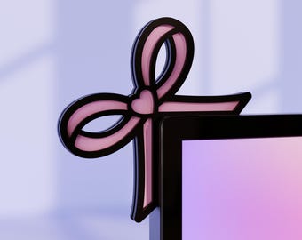 Kawaii Monitor Bows (pair) – Coquette Bows, Pink Gaming Décor, Pastel Desk Accessories for Gamers & Streamers, Bows for PC