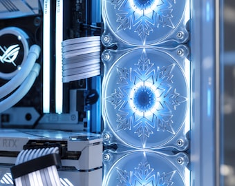 Clear Acrylic PC Fan Cover, Snow Flake Design, RGB Light Diffusion (120mm/140mm)