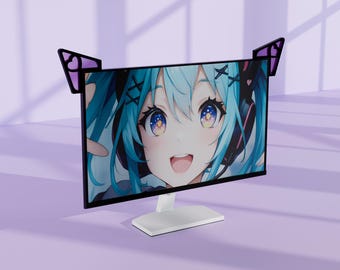 Acrylic Cat Ears – Monitor Decoration, Kawaii PC Gaming Accessory