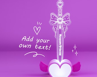 Personalized Sword Lamp, Custom Engraved Acrylic LED Light, Kawaii Fantasy Gaming Décor