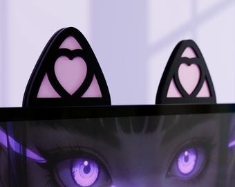 Monitor Cat Ear Decoration - Heart Shaped Kawaii Screen Accessory