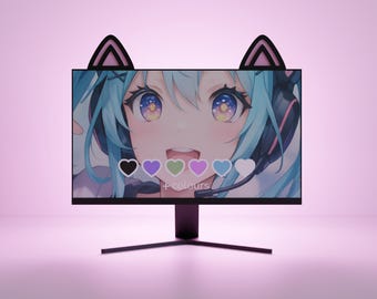 Handmade Cat Ears – Kawaii PC Monitor Accessory, Gaming Desk Decor