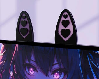 Kawaii Bunny Ears, Acrylic Monitor Screen Topper, PC Gaming Decor
