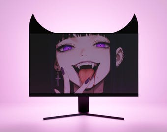 Acrylic Screen Horns, Goth PC Gaming Decor