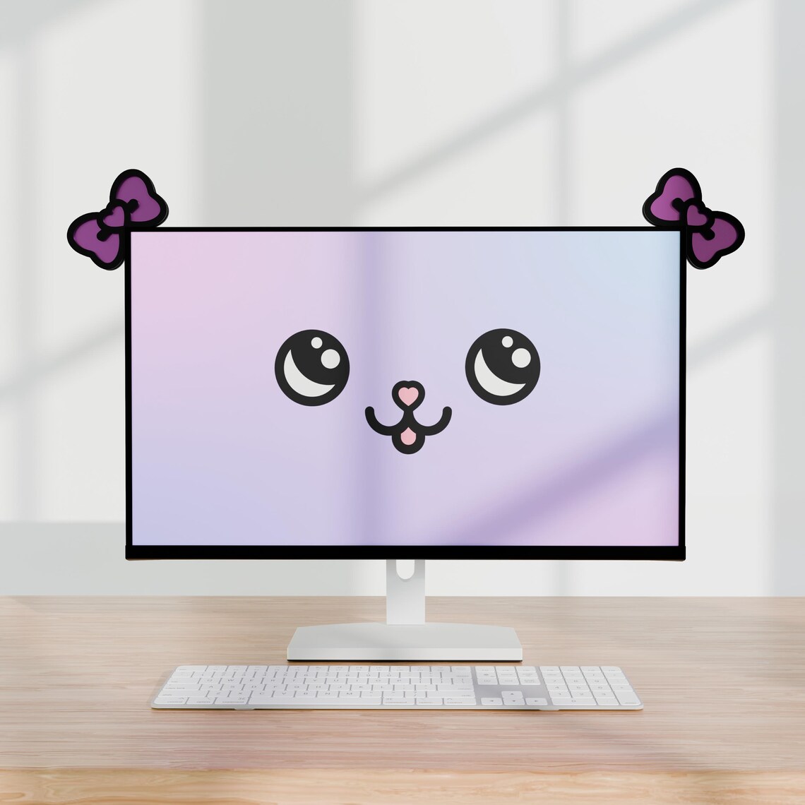 Led Monitor Cute Kawaii Monitor Bows – Pink Gamer Desk Decor (pair) - Etsy
