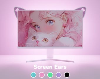 Kawaii Cat Ears, PC Monitor Screen Topper, Gaming Desk Decor