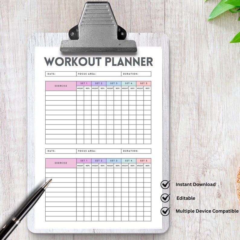 Workout Tracker, Fitness Planner Journal, Exercise Log Book, Workout ...