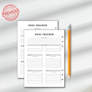 Dagboek voor doeltracker, planner voor gewoontetracking, notitieboek voortgangsgrafiek, motiverende organisator, prestatiedagboek, tool voor het stellen van doelen