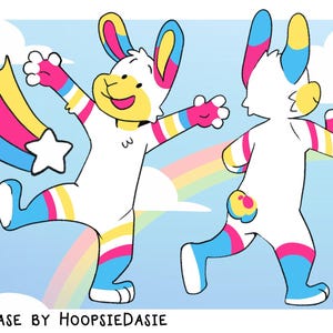 Bunny OC sale digital download multiple artworks ref sheet, stickers an badge