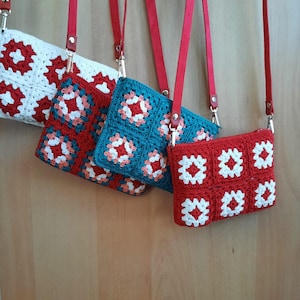 Sac à bandoulière au crochet, sac carré grand-mère, sac fait main, cadeau de la Saint-Valentin, petit sac, cadeau pour elle, cadeau pour maman, sac mignon, sac carré rétro