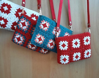 Crochet Granny Square Shoulder Bag: Handmade Retro Purse