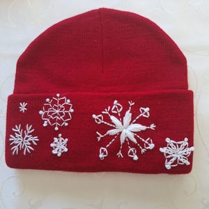 Winter Hat, Snowflakes,Hand embroidered beanie,Woman Day gift,Birtday gift,Boho beanie,Colorfull beanies,