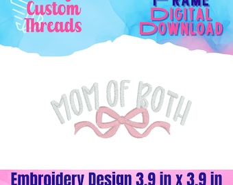 Mom Bow Hat Embroidery Design – Digital Download for Hat Hoop | Machine Embroidery File | 3.87” x 1.81” | Instant Download – All File Types
