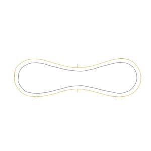 May include: A grey and gold thread with a slightly curved shape. Senoj Custom Threads.