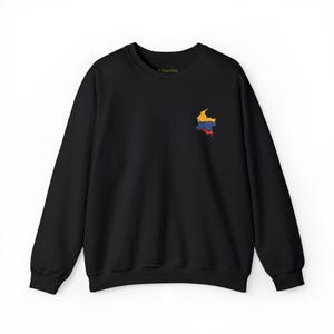 Kolumbianische Karte Besticktes Sweatshirt, Unisex Rundhalspullover, Südamerika Reise Geschenk, Kuscheliger Pullover, Fleece Top, Grafik-Pullover, Latein