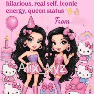 Carte photo d'anniversaire 6 x 4 style Bratz x Sanrio – Message personnalisé