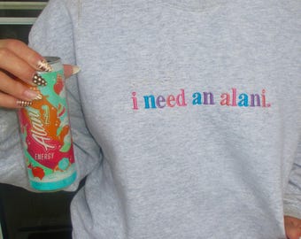 Alani Embroidered Sweatshirt READY TO SHIP Size Small Ash Large Navy Blue