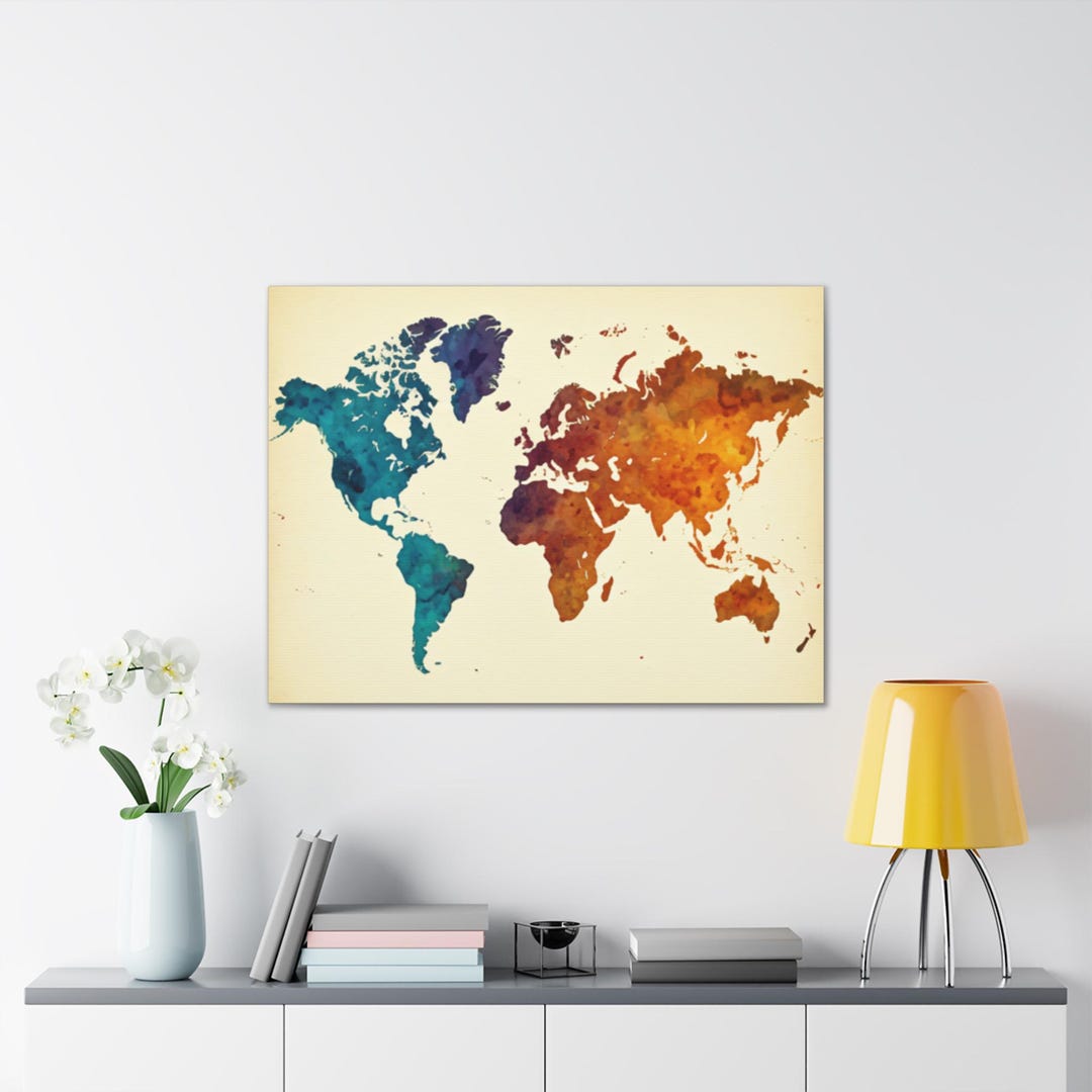 Watercolor World Map - Etsy