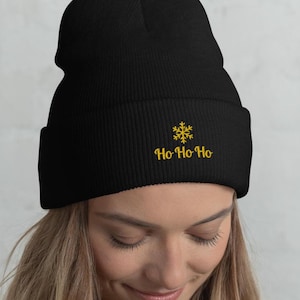 Embroidered Christmas Beanie: Unisex Festive Winter Hat