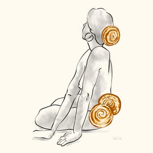 Cinnamon Rolls - female sketch, Printable Wall Art, Digital Artwork, Minimalist, Digital Download, Digital art, Cinnamon roll, Pastry, Sugar