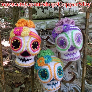 Sugar Skull Crochet Pattern Amigurumi Day of the Dead Halloween crochet ornament decor doll SugarSpun Skullz by CopperSlay