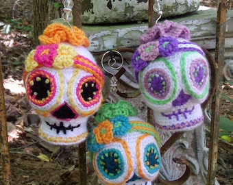 Sugar Skull Crochet Pattern Amigurumi Day of the Dead Halloween crochet ornament decor doll SugarSpun Skullz by CopperSlay