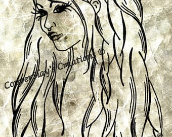 Embroidery pattern SteamPunk girl Digital Image Download Sheet Transfer Original OOAK DESIGN, instant download