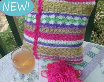 Crochet Variety pillow cover Crochet Pattern instant download, colorful tutorial