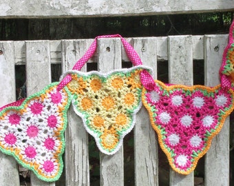 Crochet garland pattern Tutorial Crochet bunting banner yo-yos Crochet Pattern