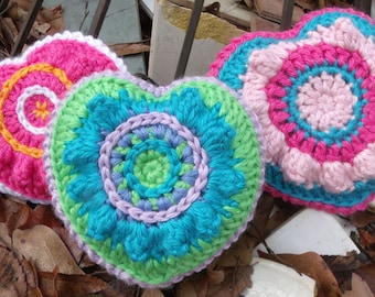 Heart pillow pincushion garland bunting Crochet Pattern