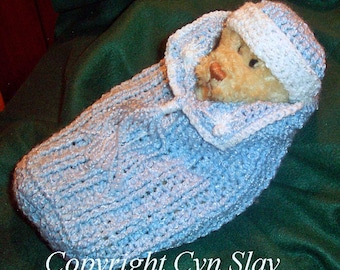 Crochet Pattern Baby Bunting Preemie Boy Crochet Pattern, Instant Download Crochet Pattern