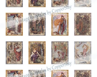 Vintage Fairytale Princesses Collection JPEG by Copperslay, vintage tags, collage sheets, notecards, scrapbooking, cardmaking