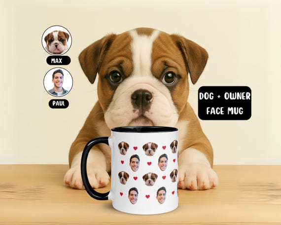 Custom Dog Face Mug, Dog Face Gift, Dog Dad Mug, Personalized Pet