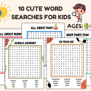 Word Search Bundle, Kids Word Search, Digital Puzzle, Word Search PDF, Fun Word Search, Holiday Word Search, Printable Word Search for Kids