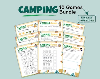 Campfire Games, Camping Games for Kids Bundle, Camping Games, Camping Party Games, Camping Activities, Camping Printable, Camp Games Bundle