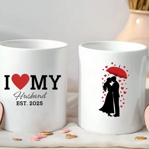 Aangepaste paarmokken, bijpassende mokken, jubileummok, uniek cadeau voor koppels, paarkop, gepersonaliseerde paarmok, mok leuk stel, mok leuk stel