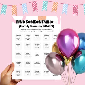 Family Reunion Games, Family Reunion Bingo Games, Games for Family Gatherings, Family Reunion Party Games, Editable Family Reunion Bingo
