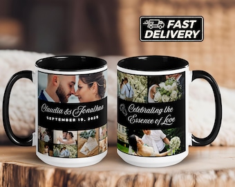 Aangepaste bruiloftsbeker, gepersonaliseerde bruiloftsmok, bruiloft koffiemokken, huwelijkscadeau, mok bruid en bruidegom, cadeau beste stel, aangepaste huwelijkscadeau
