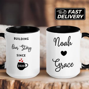 Aangepaste paarmokken, bijpassende mokken, jubileummok, uniek cadeau voor koppels, paarkop, gepersonaliseerde paarmok, mok leuk stel, mok leuk stel