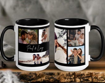 Tasse photo personnalisée, Tasse à café personnalisée avec image, Cadeau pour couple avec collage photo, Tasse personnalisée couples
