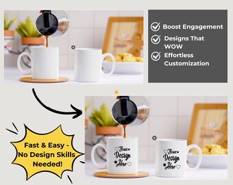 Mug Video Mockup | Coffee Mug Mockup | Double 11oz Mug Video Mockup | Mug Mockup | Video Mockup | Real Mug Mockup | Editable Canva Template