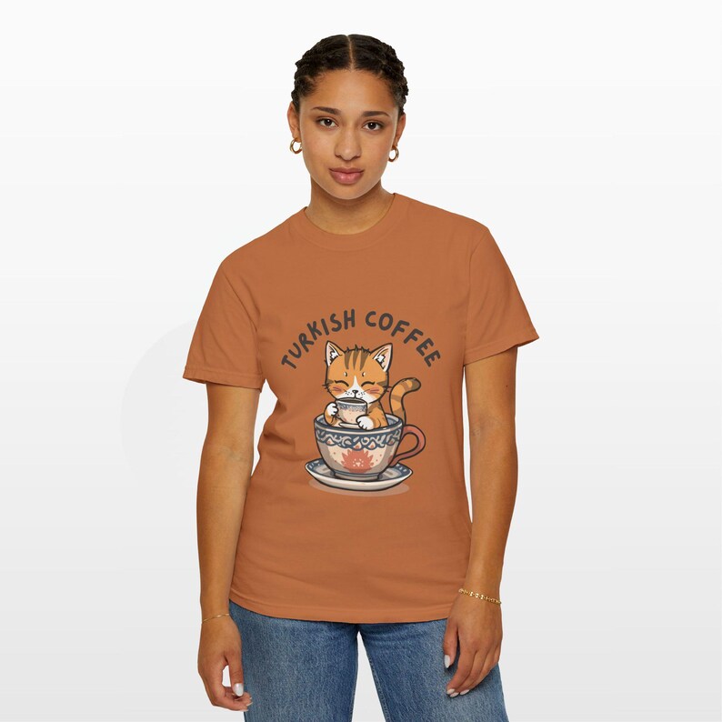 Turkish Coffee Cat Shirt • Comfort Colors® 1717 Tee • Cute Foodie Gift • Cozy Cat Lover Top • Unisex Garment-Dyed T-Shirt image 15