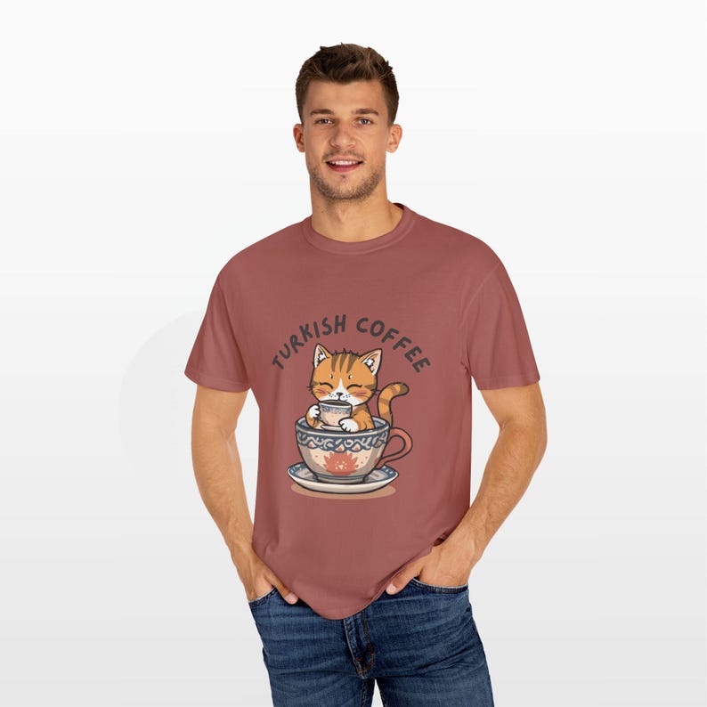 Turkish Coffee Cat Shirt • Comfort Colors® 1717 Tee • Cute Foodie Gift • Cozy Cat Lover Top • Unisex Garment-Dyed T-Shirt image 16