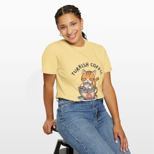 Turkish Coffee Cat Shirt • Comfort Colors® 1717 Tee • Cute Foodie Gift • Cozy Cat Lover Top • Unisex Garment-Dyed T-Shirt image 14