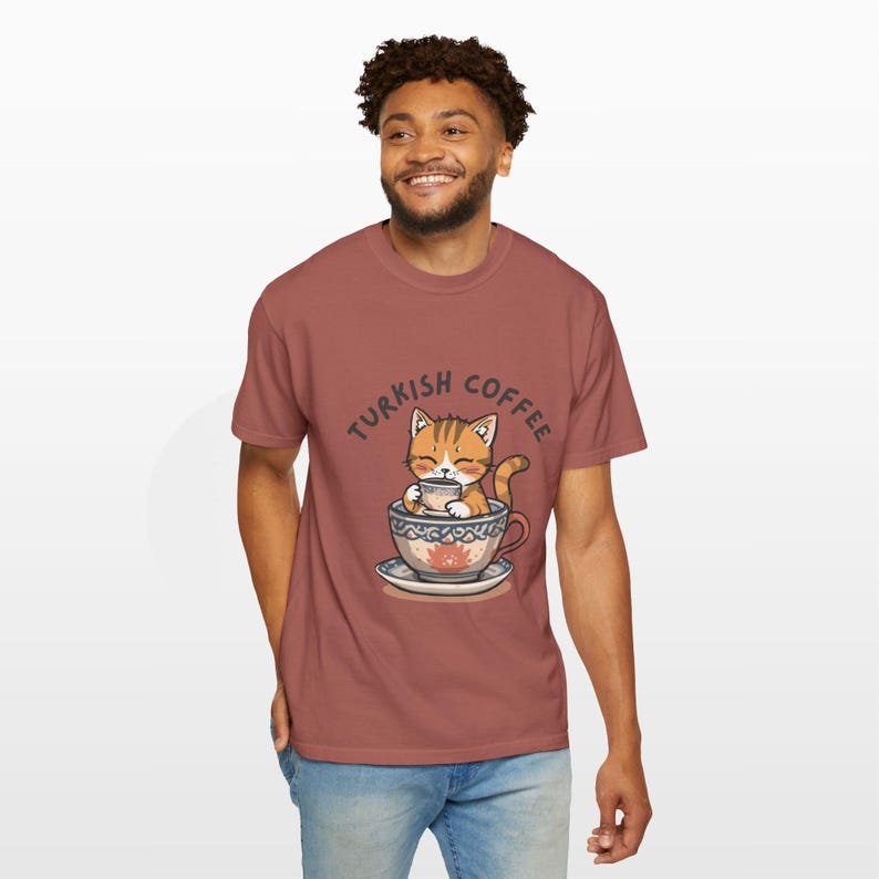 Turkish Coffee Cat Shirt • Comfort Colors® 1717 Tee • Cute Foodie Gift • Cozy Cat Lover Top • Unisex Garment-Dyed T-Shirt image 10