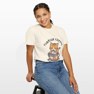 Turkish Coffee Cat Shirt • Comfort Colors® 1717 Tee • Cute Foodie Gift • Cozy Cat Lover Top • Unisex Garment-Dyed T-Shirt image 2