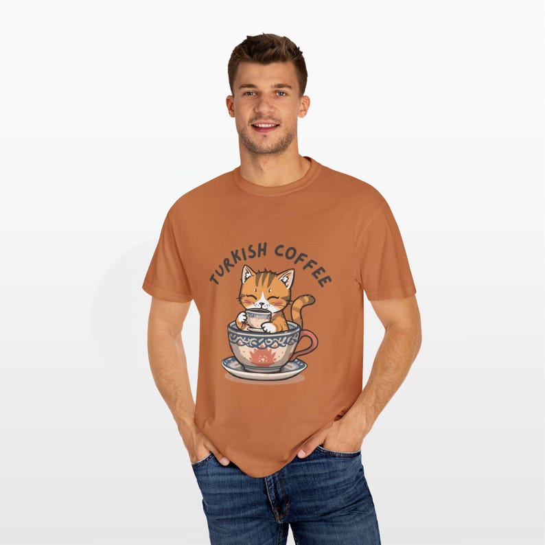 Turkish Coffee Cat Shirt • Comfort Colors® 1717 Tee • Cute Foodie Gift • Cozy Cat Lover Top • Unisex Garment-Dyed T-Shirt image 5